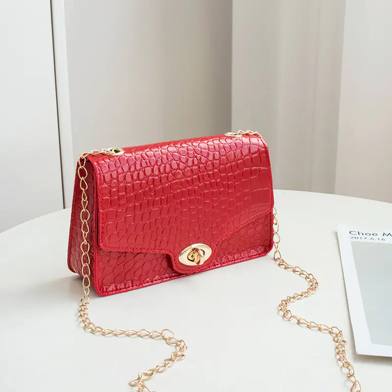 2022 Autumn Winter Crocodile Pattern Chain Shoulder Bag