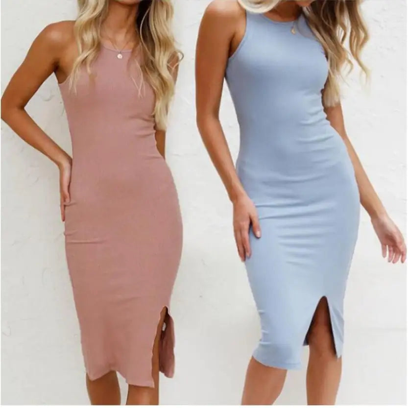 Solid Color Long Vest Dress