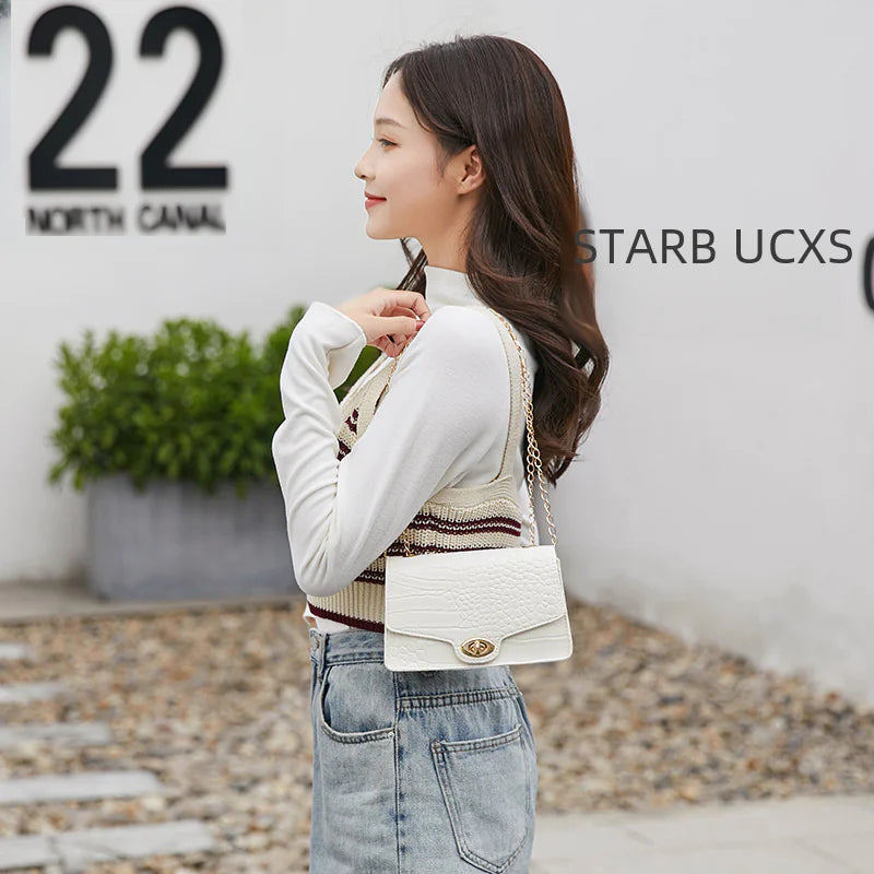 2022 Autumn Winter Crocodile Pattern Chain Shoulder Bag