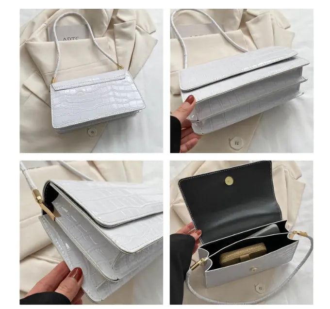 Autumn Pattern Chain Tote Bag - Vintage Square Shoulder Bag