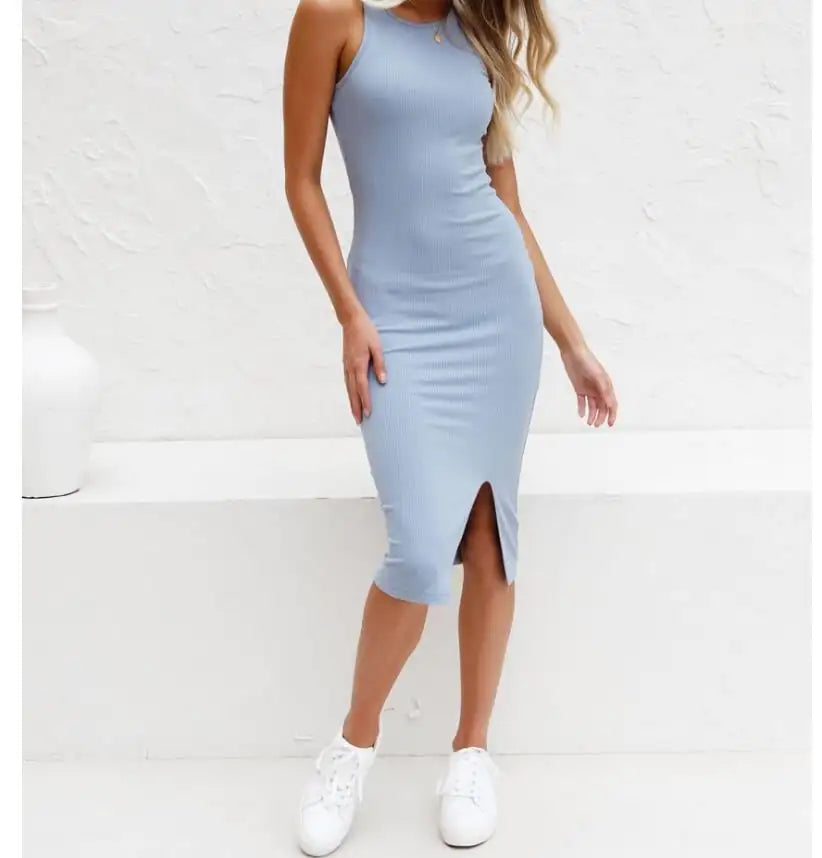 Solid Color Long Vest Dress