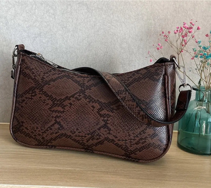 Vintage Snake Print Shoulder Bag for Women, 2020 Design