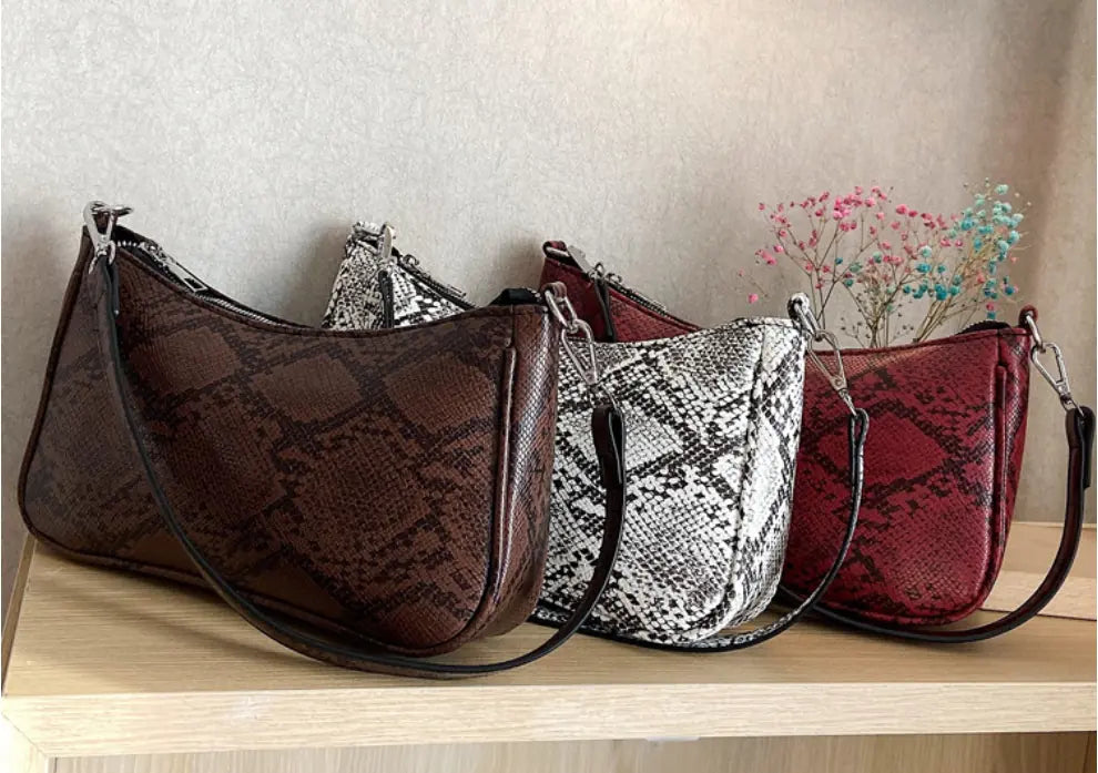 Vintage Snake Print Shoulder Bag for Women, 2020 Design