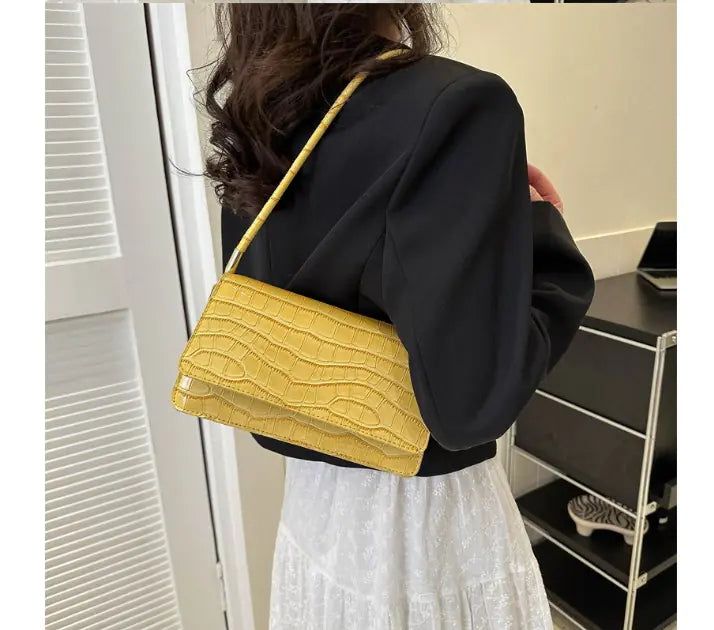 Autumn Pattern Chain Tote Bag - Vintage Square Shoulder Bag