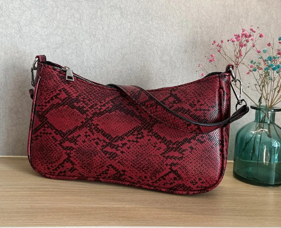 Vintage Snake Print Shoulder Bag for Women, 2020 Design