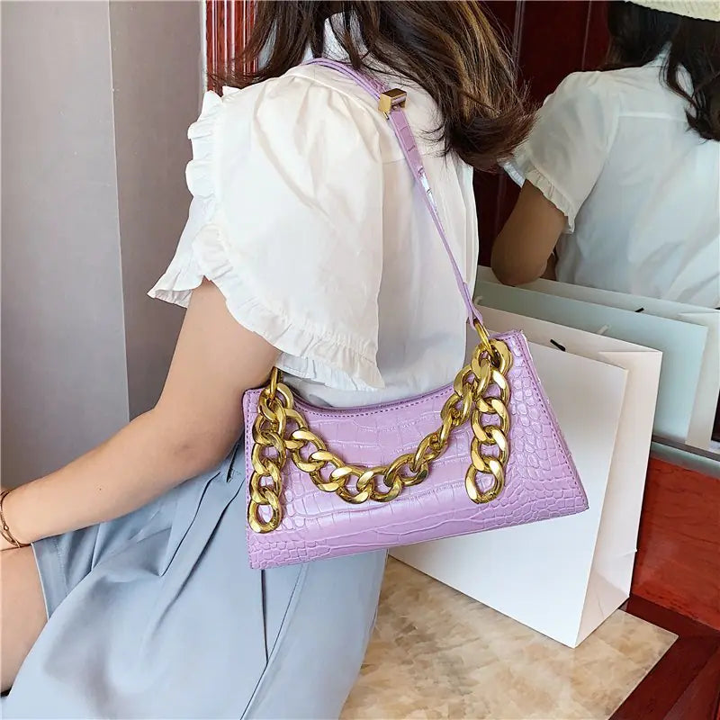 2020 Vintage Crocodile Pattern Chain Bag (Shoulder)
