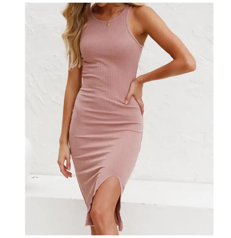 Solid Color Long Vest Dress
